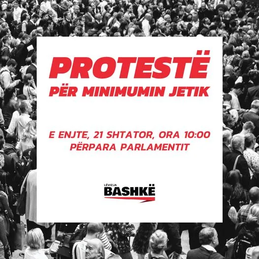 Poster qe njoftone proteste ne 21 shtator perpara Parlamentit
