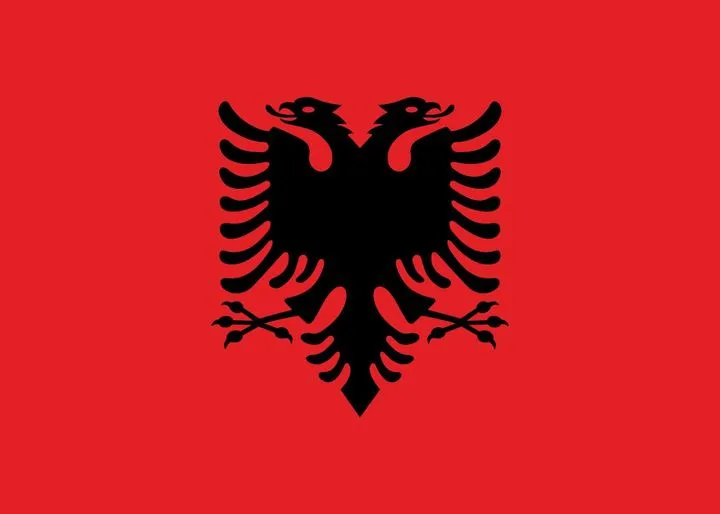 Flamuri i Shqiperise, shqiponje e zeze me dy kreh dhe sfond i kuq